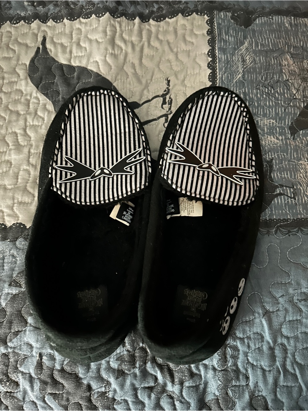 Disney Jack Skellington Black and White Slip-On Slippers